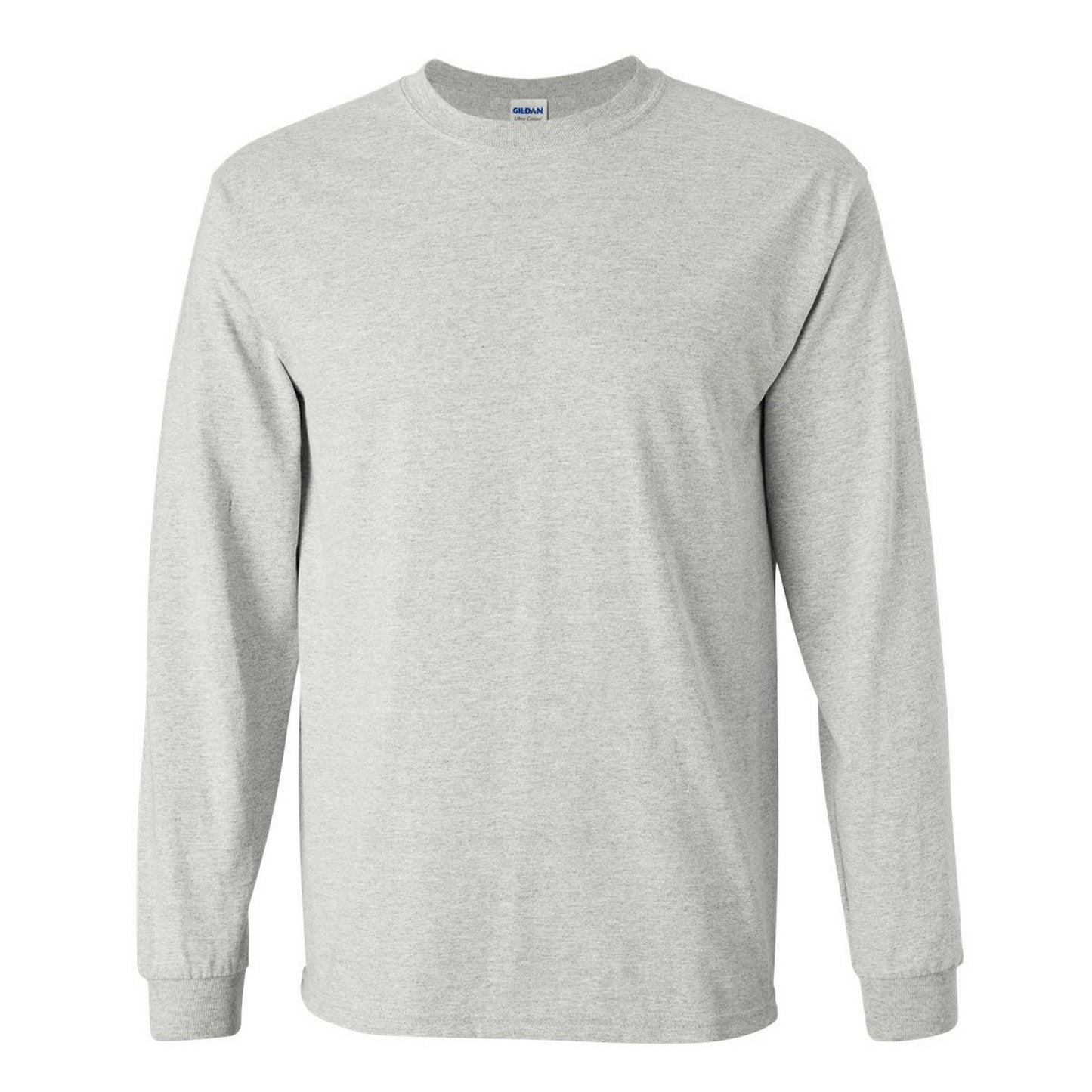 Ash Grey - Front - Gildan Mens Plain Crew Neck Ultra Cotton Long Sleeve T-Shirt
