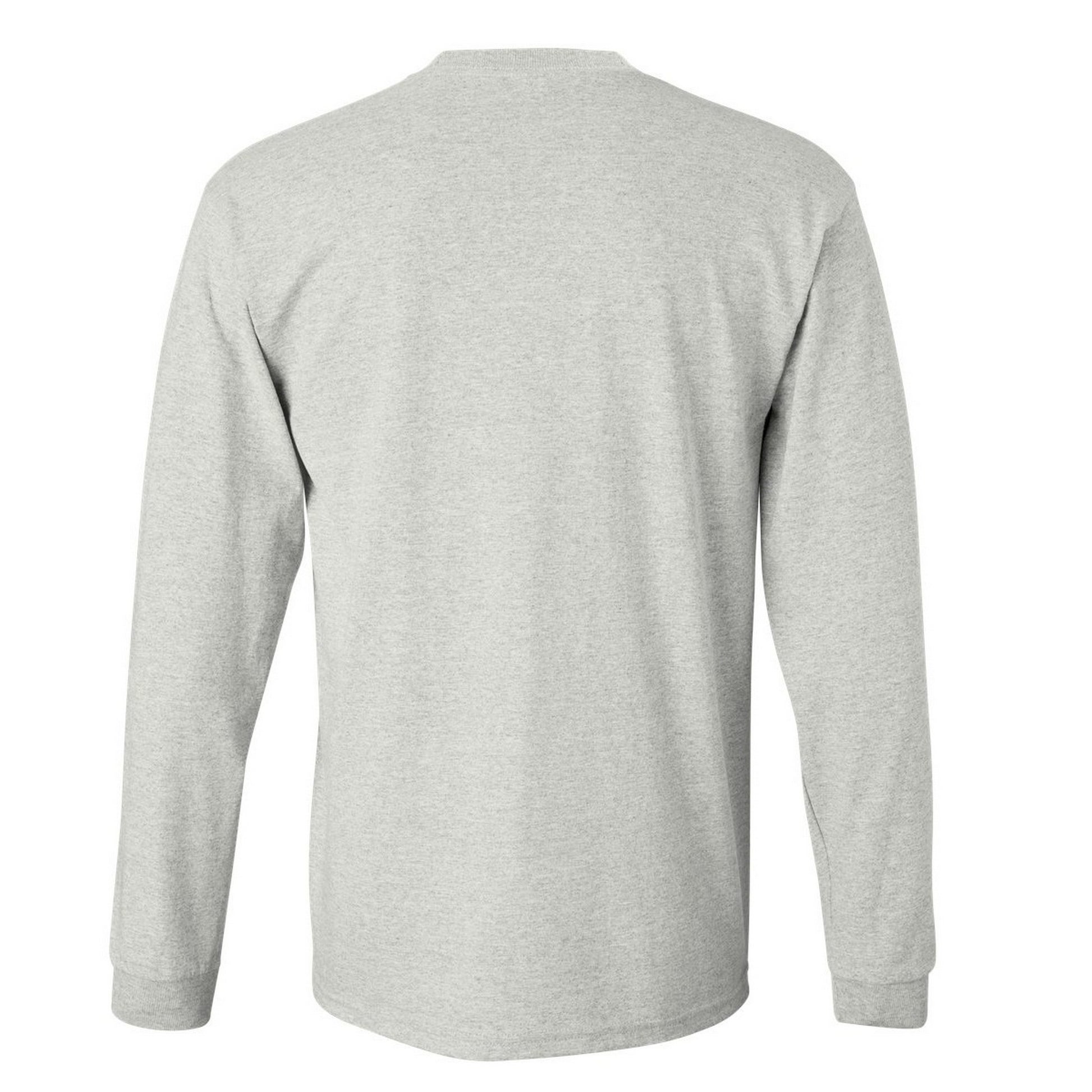 Ash Grey - Back - Gildan Mens Plain Crew Neck Ultra Cotton Long Sleeve T-Shirt