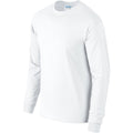 Light Pink - Close up - Gildan Mens Plain Crew Neck Ultra Cotton Long Sleeve T-Shirt