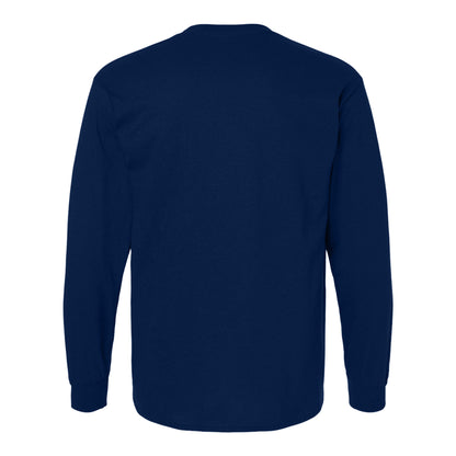 Navy Blue - Back - Gildan Mens Plain Crew Neck Ultra Cotton Long Sleeve T-Shirt