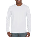 White - Lifestyle - Gildan Mens Plain Crew Neck Ultra Cotton Long Sleeve T-Shirt