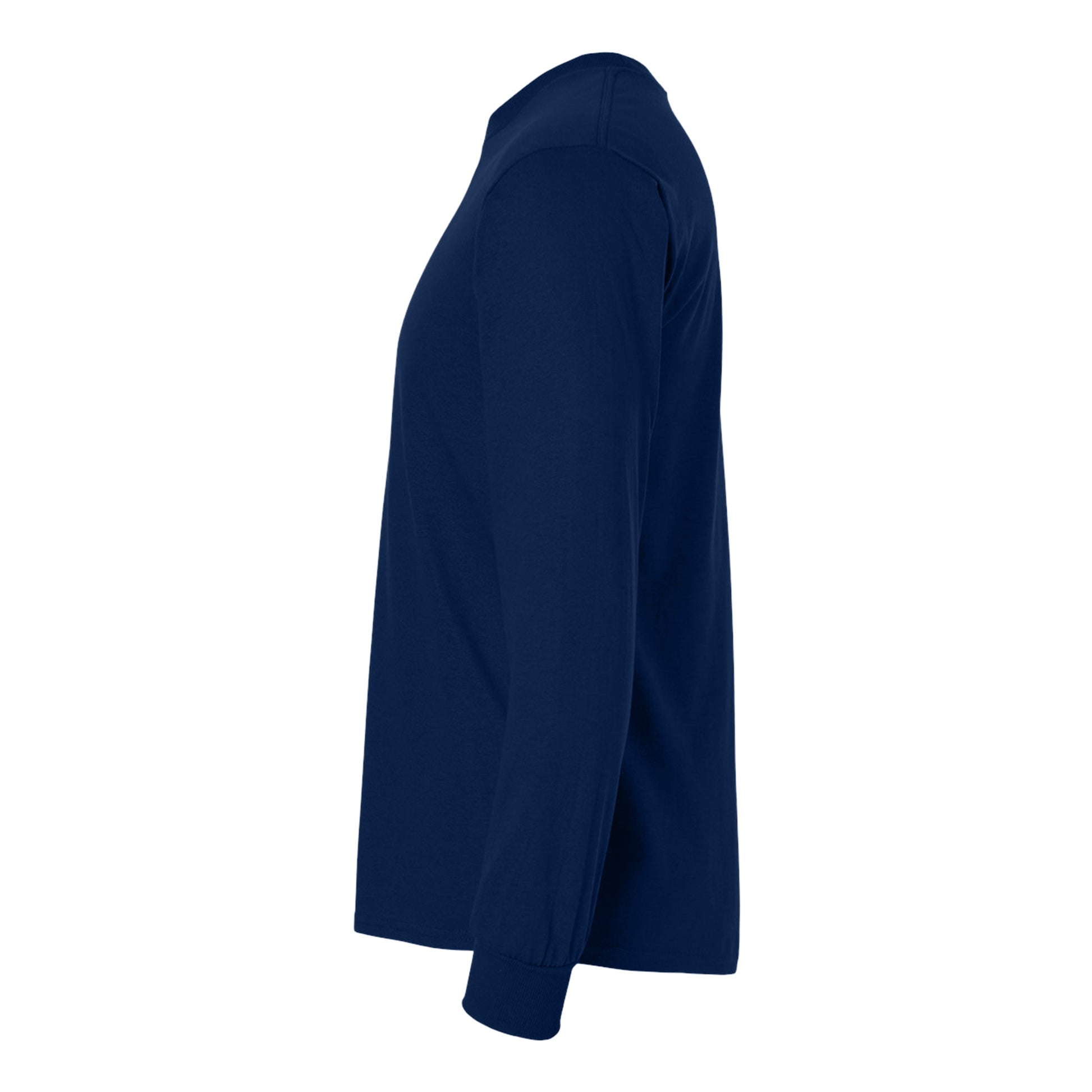 Navy Blue - Side - Gildan Mens Plain Crew Neck Ultra Cotton Long Sleeve T-Shirt