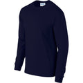 Navy - Side - Gildan Mens Plain Crew Neck Ultra Cotton Long Sleeve T-Shirt