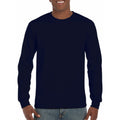 Navy - Lifestyle - Gildan Mens Plain Crew Neck Ultra Cotton Long Sleeve T-Shirt