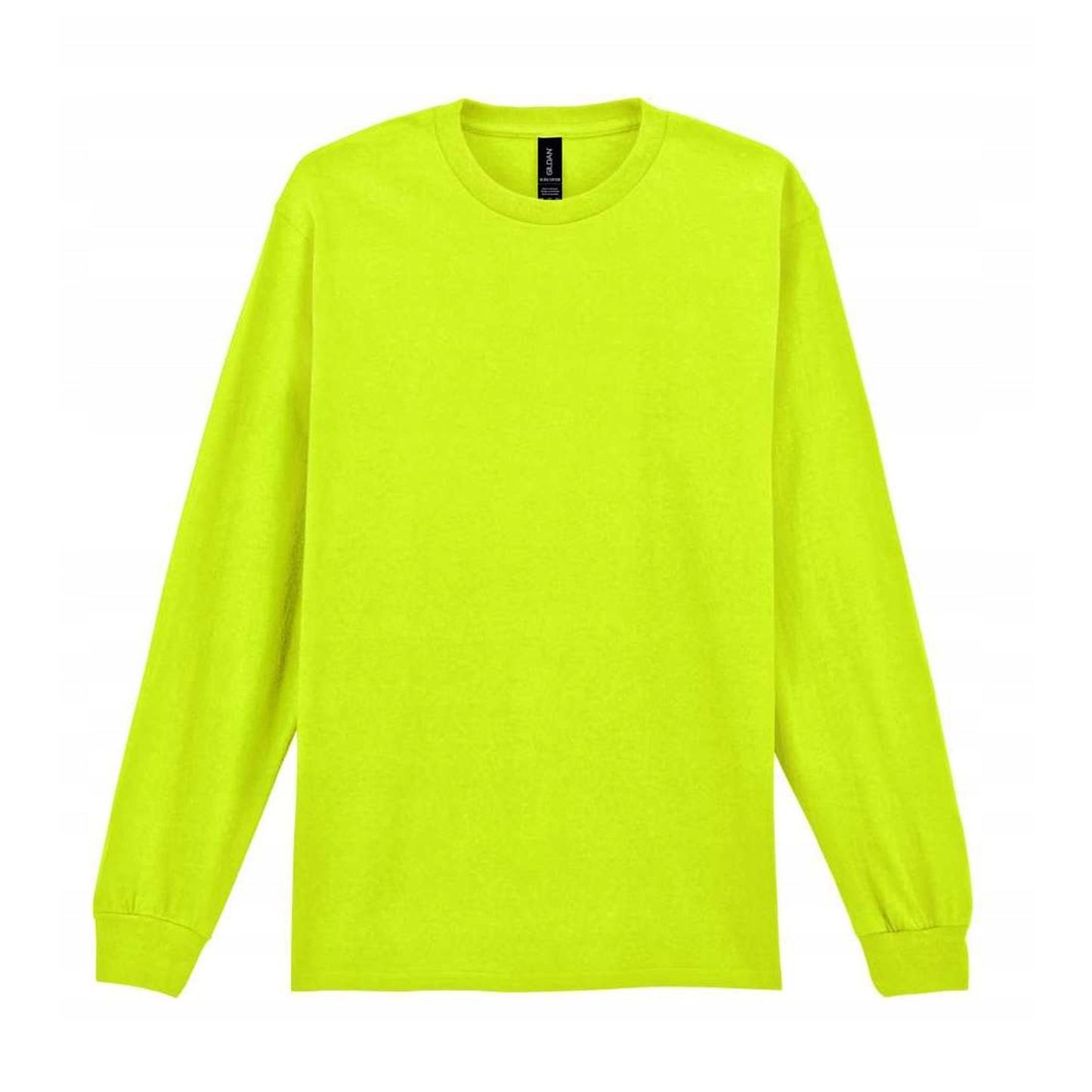 Safety Green - Front - Gildan Mens Plain Crew Neck Ultra Cotton Long Sleeve T-Shirt