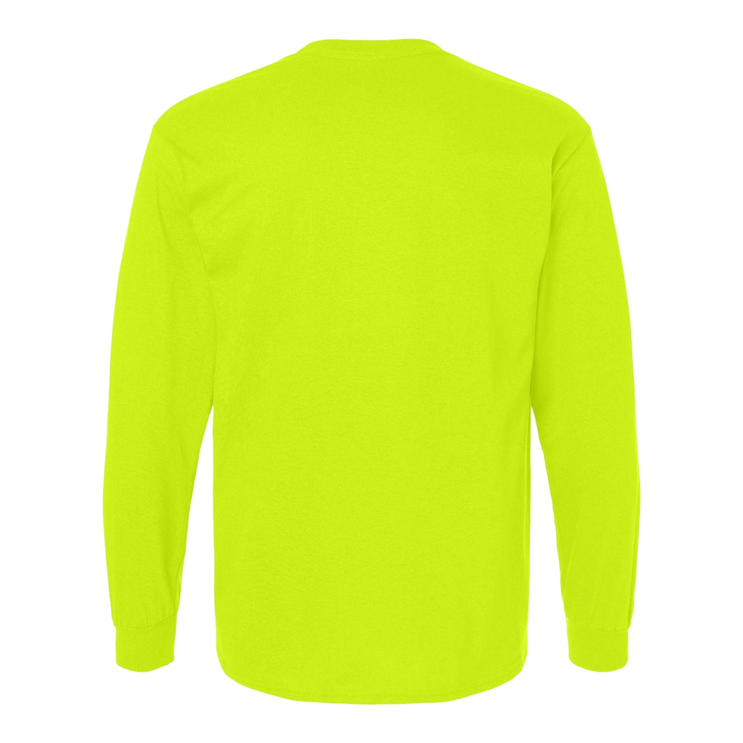 Safety Green - Back - Gildan Mens Plain Crew Neck Ultra Cotton Long Sleeve T-Shirt