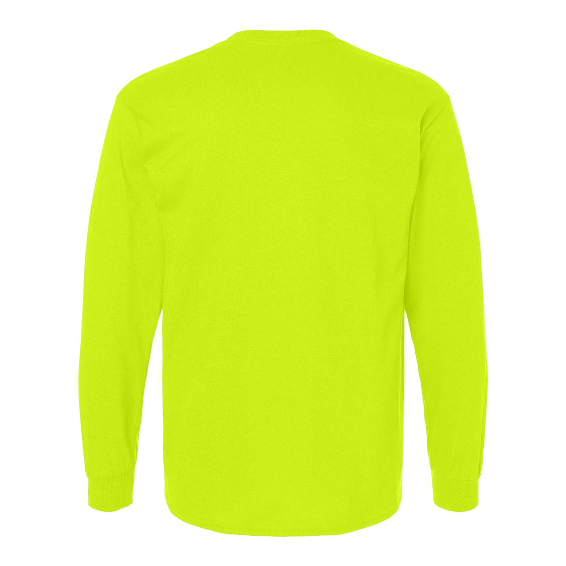 Safety Green - Back - Gildan Mens Plain Crew Neck Ultra Cotton Long Sleeve T-Shirt