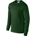 Forest Green - Side - Gildan Mens Plain Crew Neck Ultra Cotton Long Sleeve T-Shirt