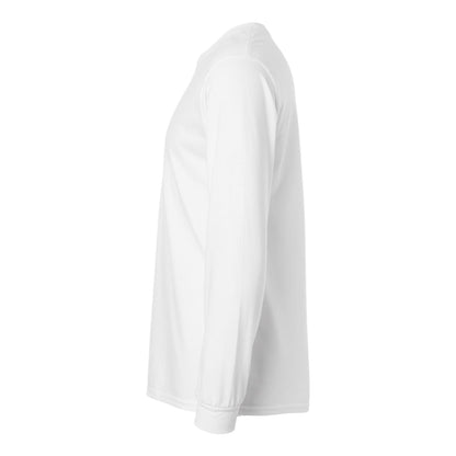 White - Close up - Gildan Mens Plain Crew Neck Ultra Cotton Long Sleeve T-Shirt