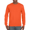 Orange - Lifestyle - Gildan Mens Plain Crew Neck Ultra Cotton Long Sleeve T-Shirt