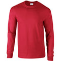 Navy - Close up - Gildan Mens Plain Crew Neck Ultra Cotton Long Sleeve T-Shirt