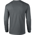 Forest Green - Close up - Gildan Mens Plain Crew Neck Ultra Cotton Long Sleeve T-Shirt