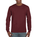 Charcoal - Close up - Gildan Mens Plain Crew Neck Ultra Cotton Long Sleeve T-Shirt