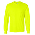 New Safety Green - Front - Gildan Mens Plain Crew Neck Ultra Cotton Long Sleeve T-Shirt