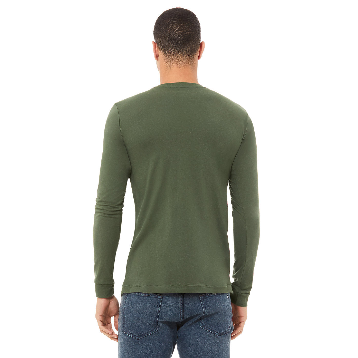 Military Green - Side - Bella + Canvas Unisex Adult Jersey Long-Sleeved T-Shirt
