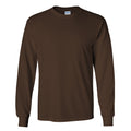 Dark Chocolate - Front - Gildan Mens Plain Crew Neck Ultra Cotton Long Sleeve T-Shirt