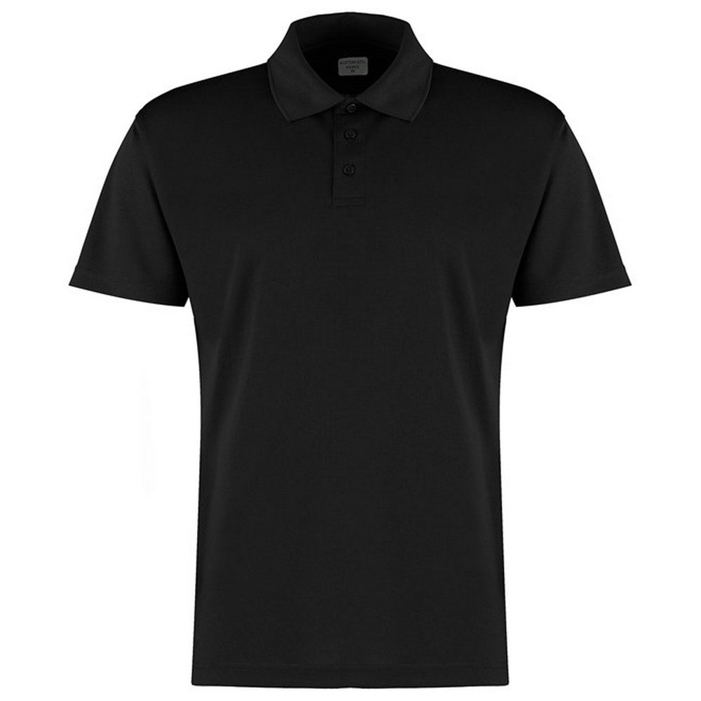 Black - Front - Kustom Kit Mens Micro Mesh Short-Sleeved Polo Shirt