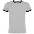 Light Grey-Black Marl - Back - Kustom Kit Mens Ringer T-Shirt