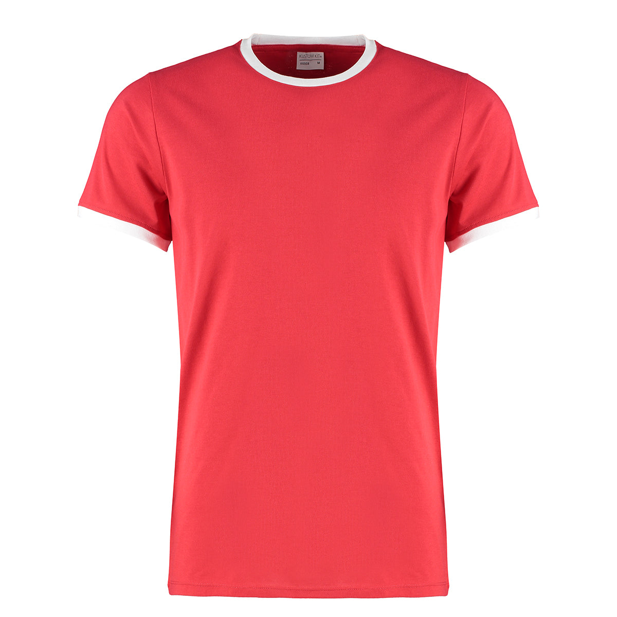 Red-White - Front - Kustom Kit Mens Ringer T-Shirt