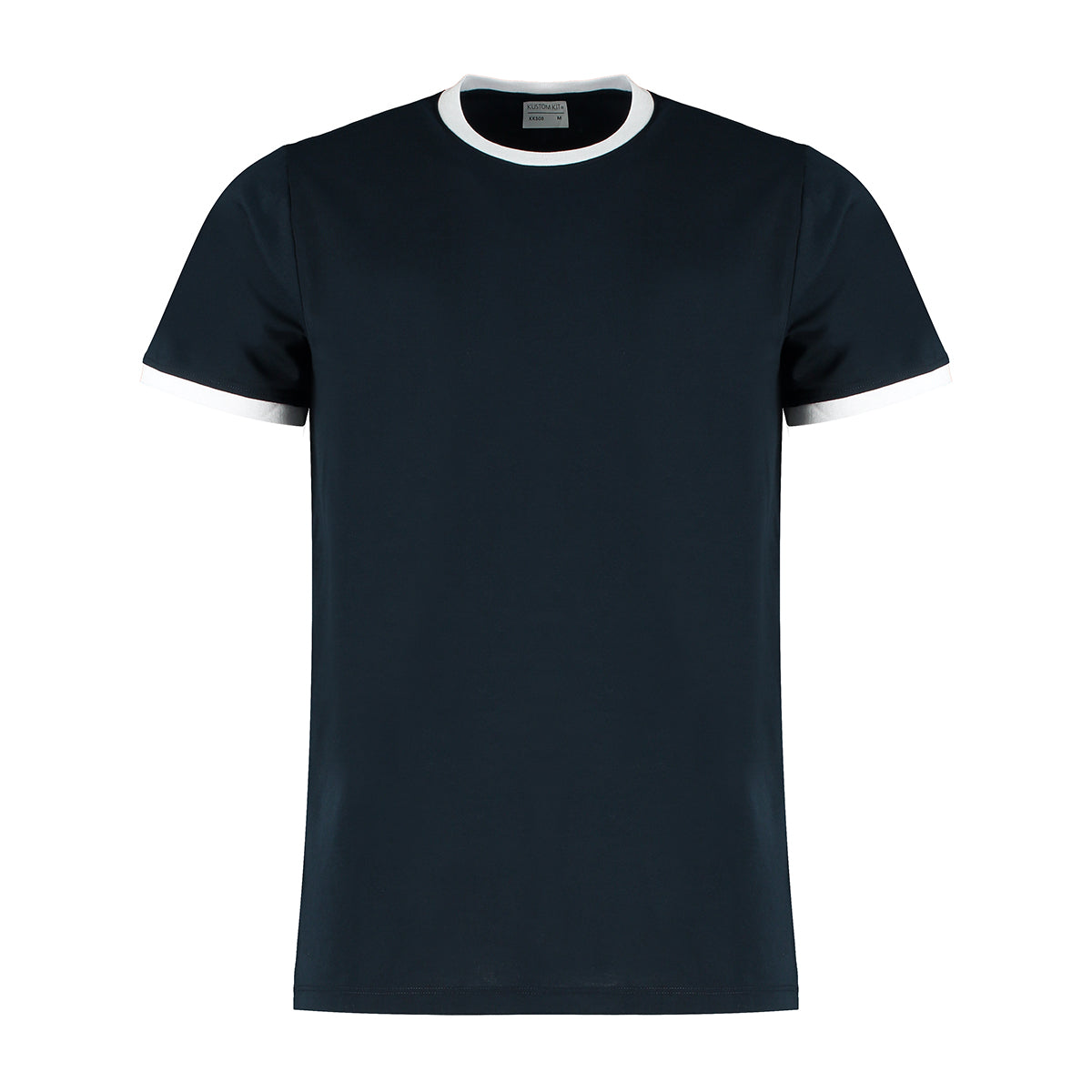 Navy-White - Front - Kustom Kit Mens Ringer T-Shirt