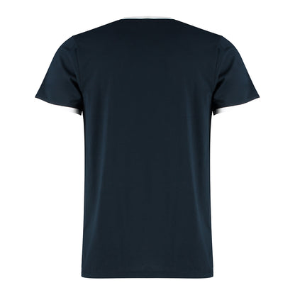 Navy-White - Back - Kustom Kit Mens Ringer T-Shirt