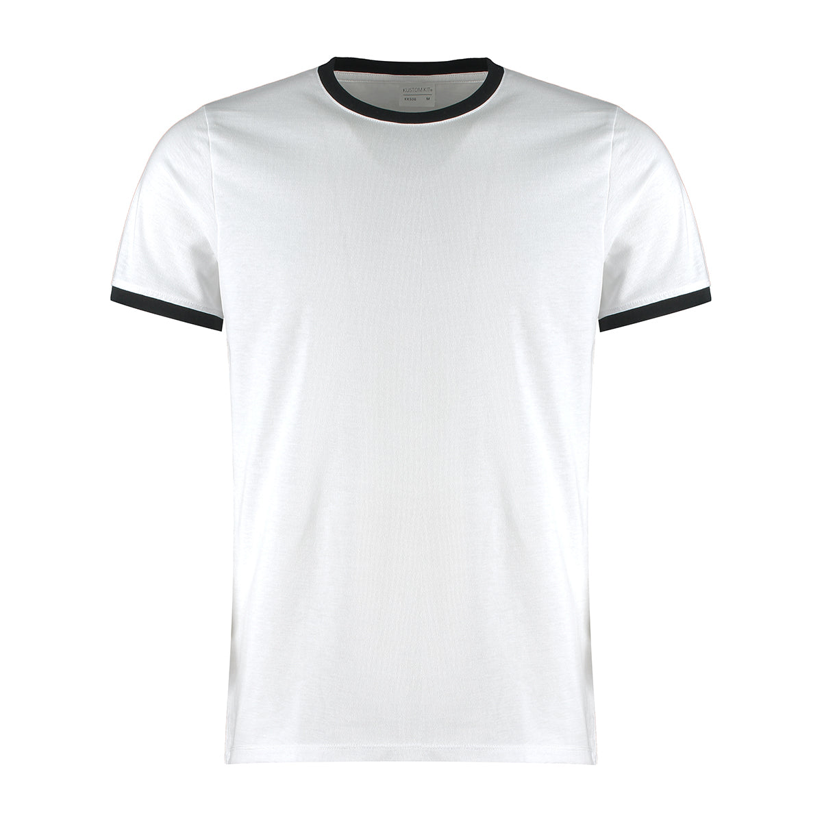 White-Black - Front - Kustom Kit Mens Ringer T-Shirt