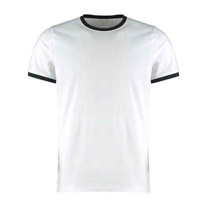 White-Black - Front - Kustom Kit Mens Ringer T-Shirt
