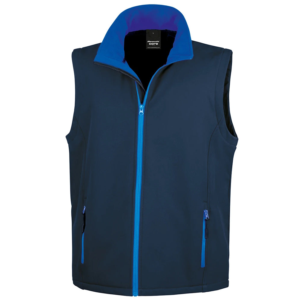 Navy-Royal Blue - Front - Result Mens Printable Softshell Body Warmer
