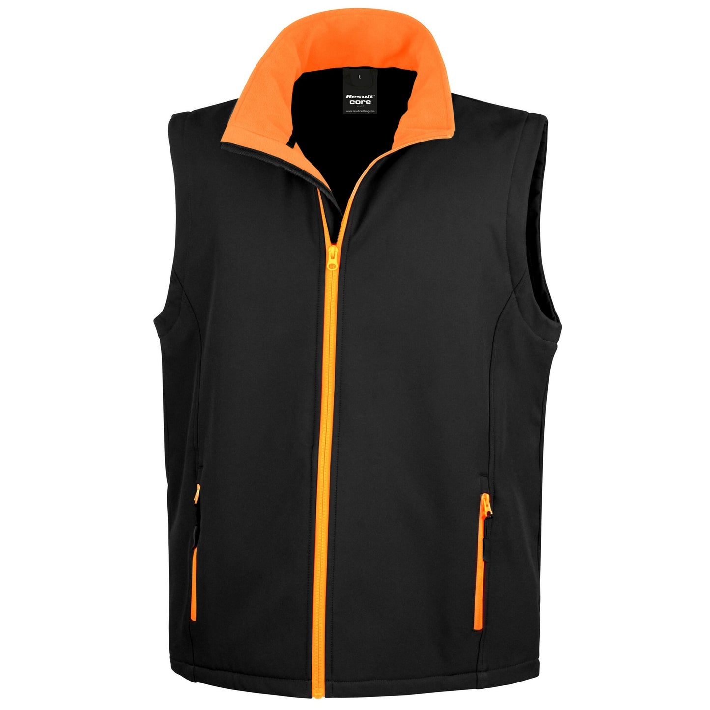 Black-Orange - Front - Result Mens Printable Softshell Body Warmer