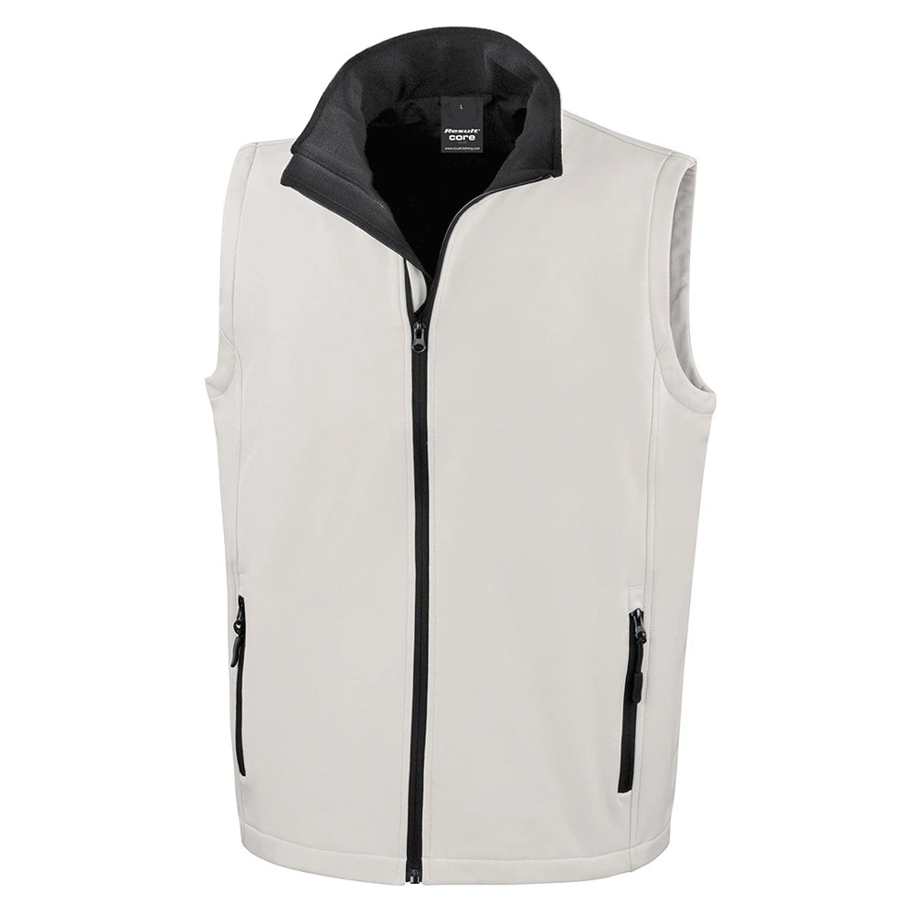 White-Black - Front - Result Mens Printable Softshell Body Warmer