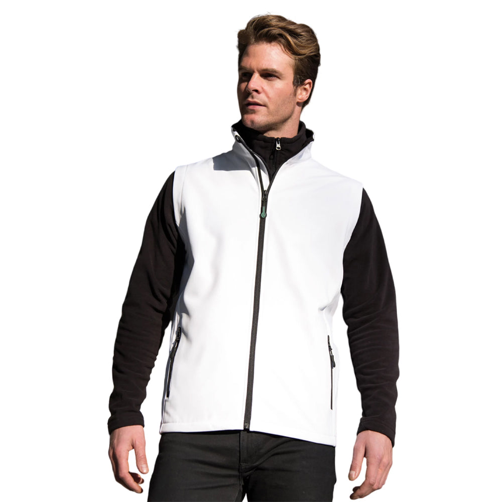 White-Black - Side - Result Mens Printable Softshell Body Warmer