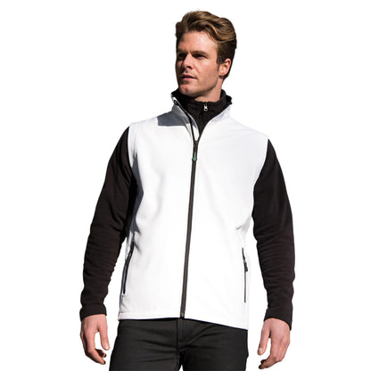 White-Black - Side - Result Mens Printable Softshell Body Warmer