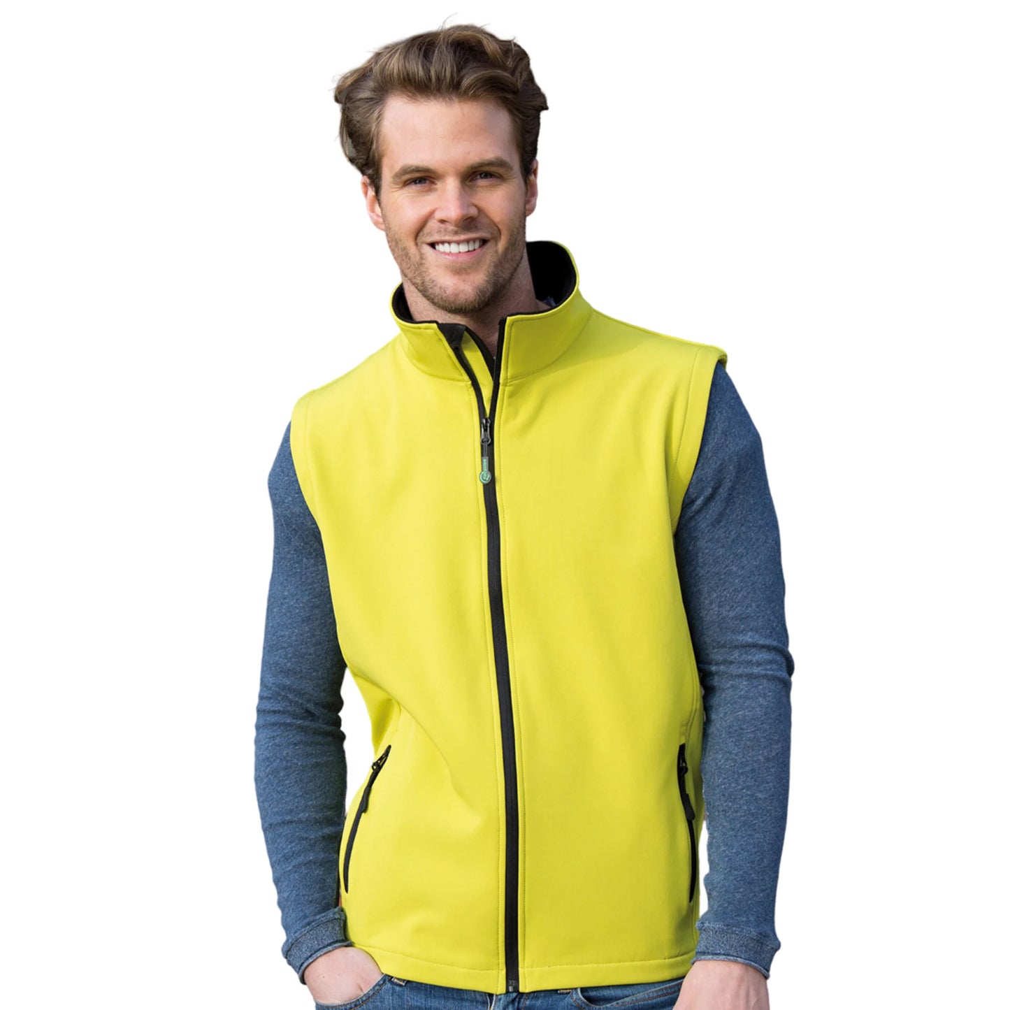Yellow-Black - Side - Result Mens Printable Softshell Body Warmer