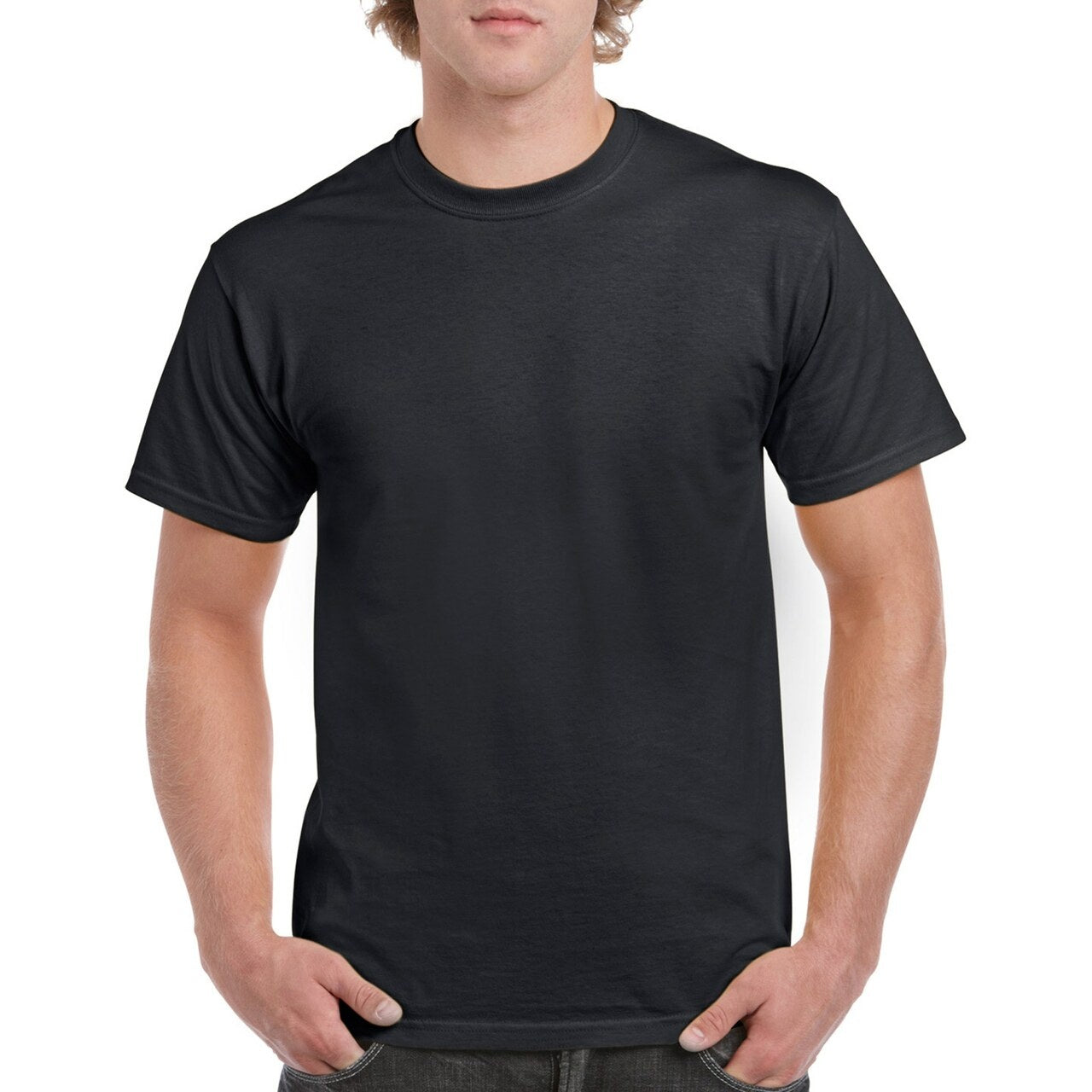 Black - Back - Gildan Mens Heavy Cotton Short Sleeve T-Shirt (Pack Of 5)