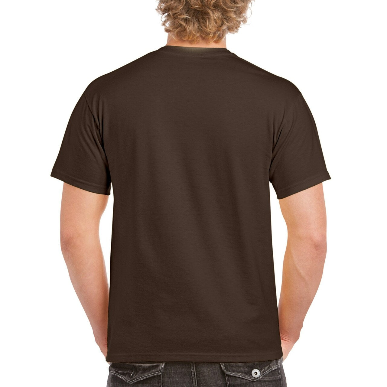Dark Chocolate - Side - Gildan Mens Heavy Cotton Short Sleeve T-Shirt (Pack Of 5)