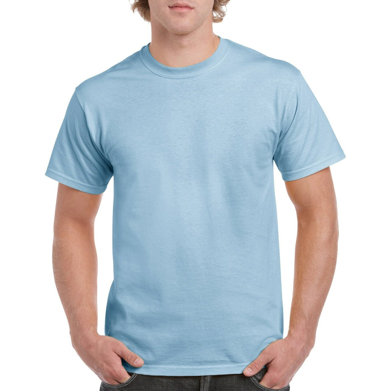 Light Blue - Back - Gildan Mens Heavy Cotton Short Sleeve T-Shirt (Pack Of 5)