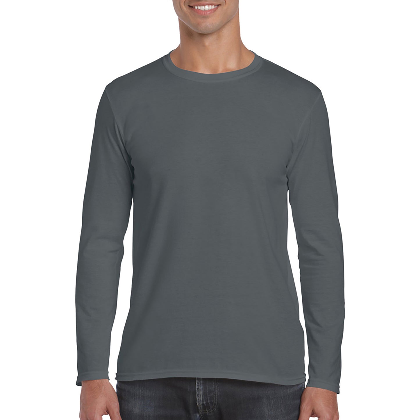 Charcoal - Back - Gildan Mens Soft Style Long Sleeve T-Shirt (Pack Of 5)
