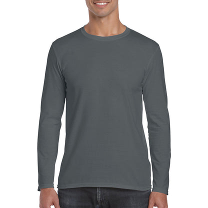 Charcoal - Back - Gildan Mens Soft Style Long Sleeve T-Shirt (Pack Of 5)