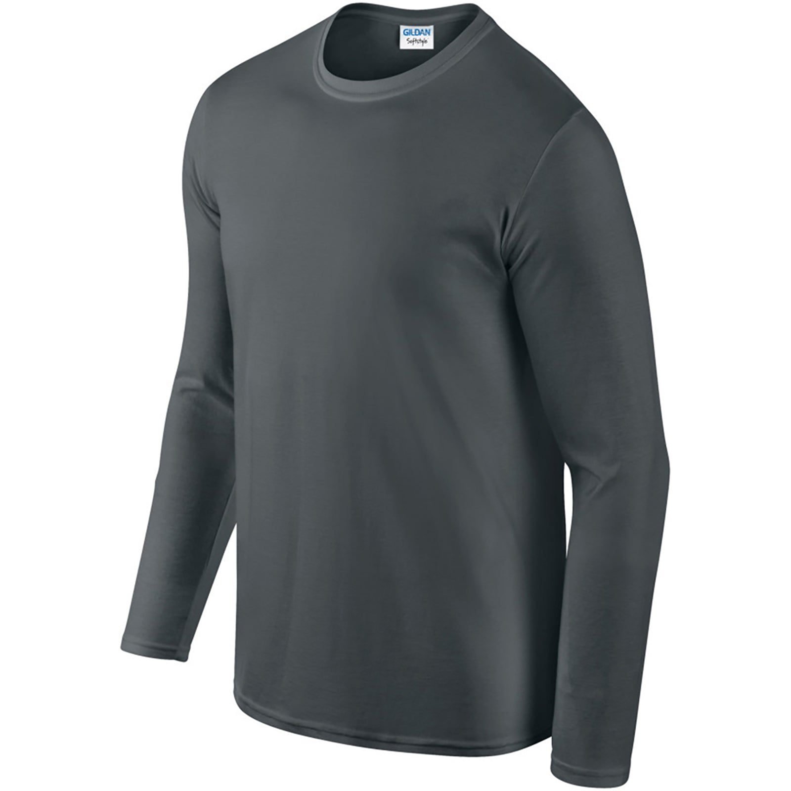 Charcoal - Lifestyle - Gildan Mens Soft Style Long Sleeve T-Shirt (Pack Of 5)