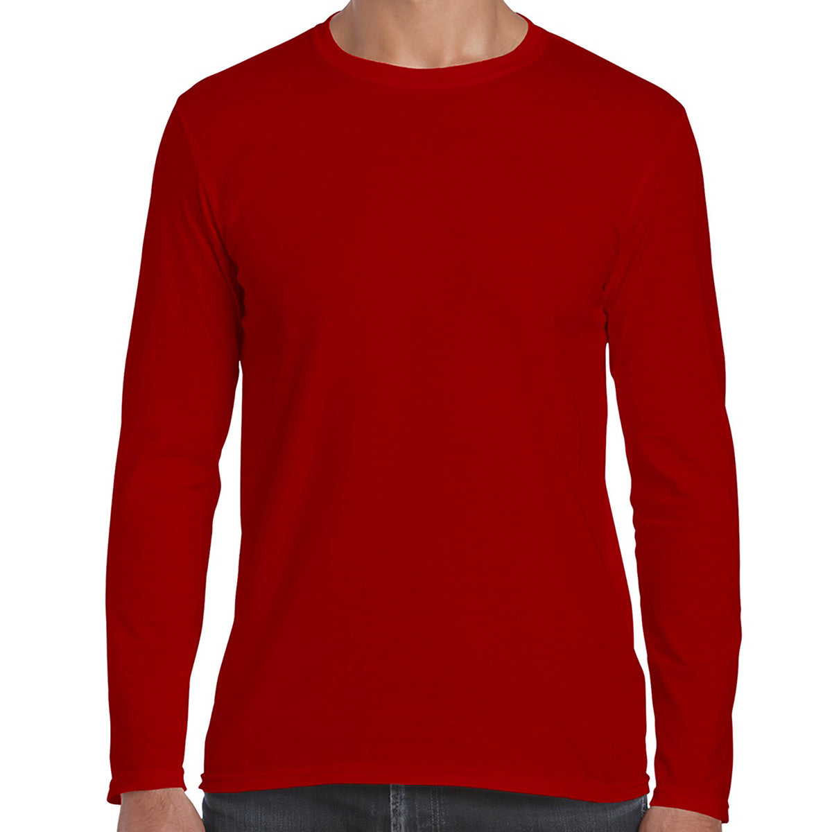 Red - Back - Gildan Mens Soft Style Long Sleeve T-Shirt (Pack Of 5)