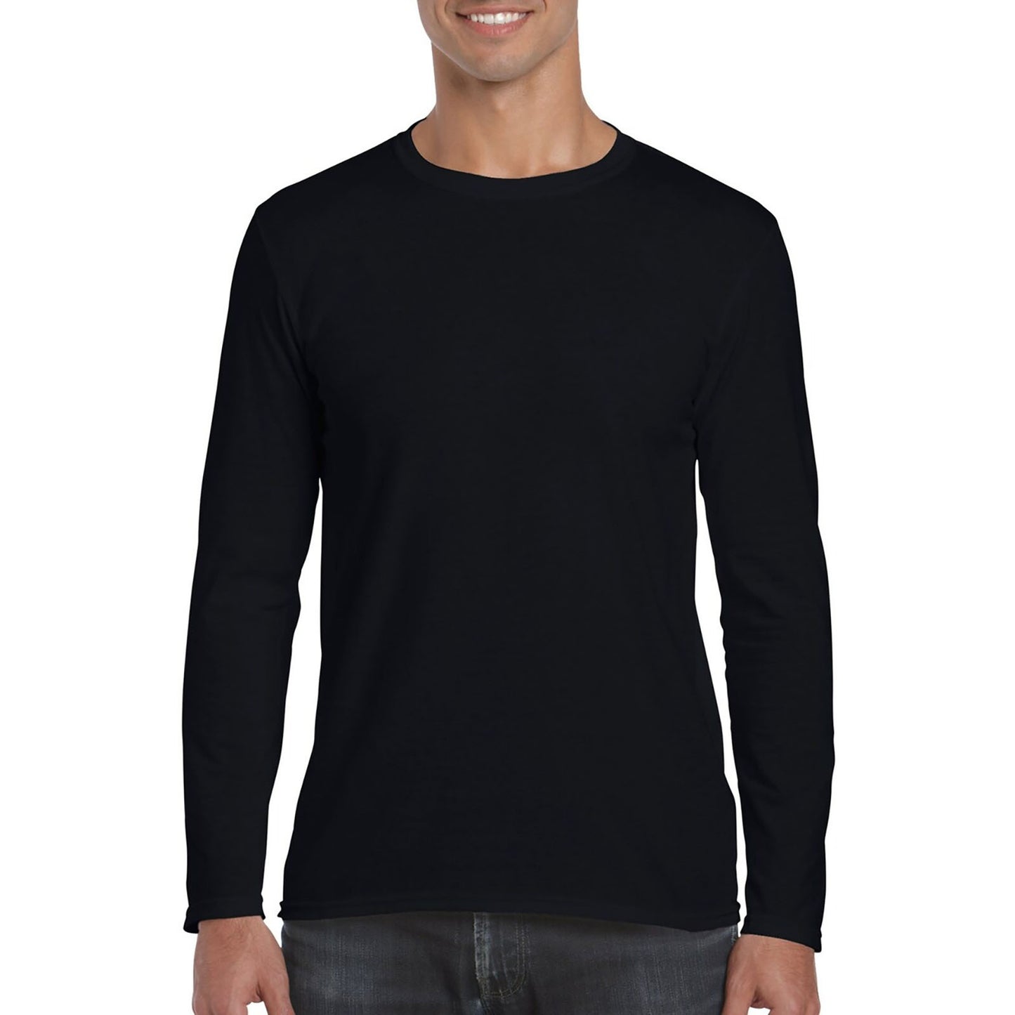 Black - Back - Gildan Mens Soft Style Long Sleeve T-Shirt (Pack Of 5)