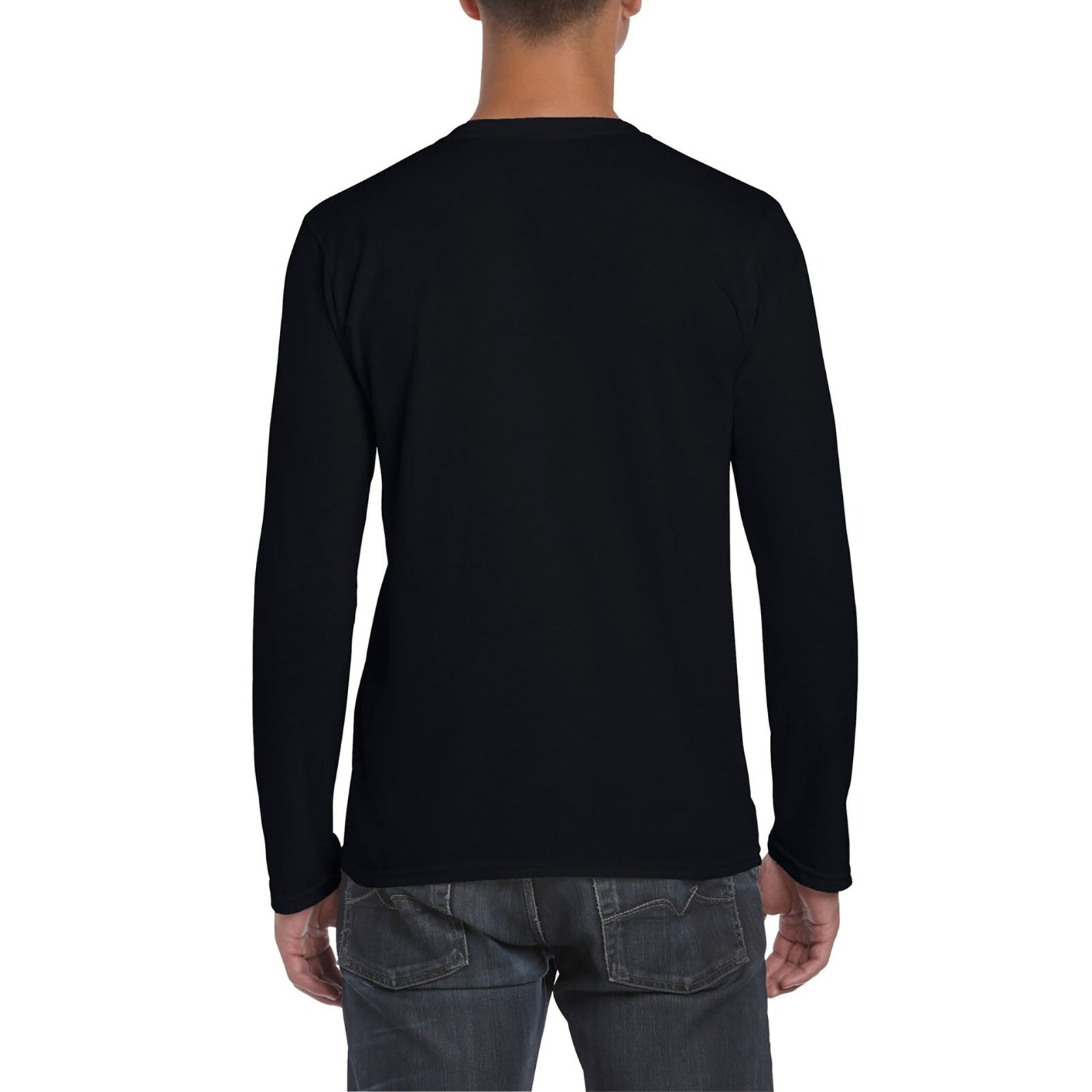Black - Side - Gildan Mens Soft Style Long Sleeve T-Shirt (Pack Of 5)