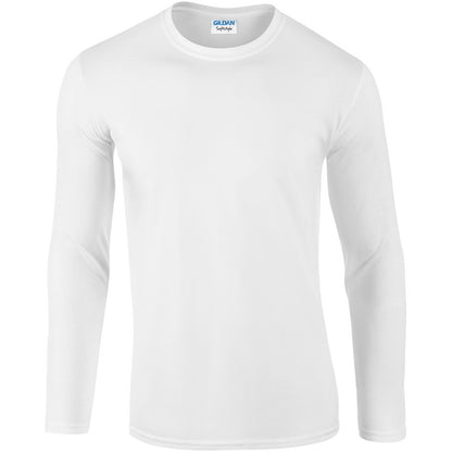 White - Front - Gildan Mens Soft Style Long Sleeve T-Shirt (Pack Of 5)