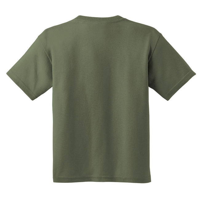 Military Green - Side - Gildan Youth Unisex Heavy Cotton T-Shirt