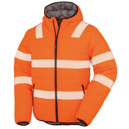 Fluorescent Orange - Side - Result Genuine Recycled Mens Ripstop Padded Jacket