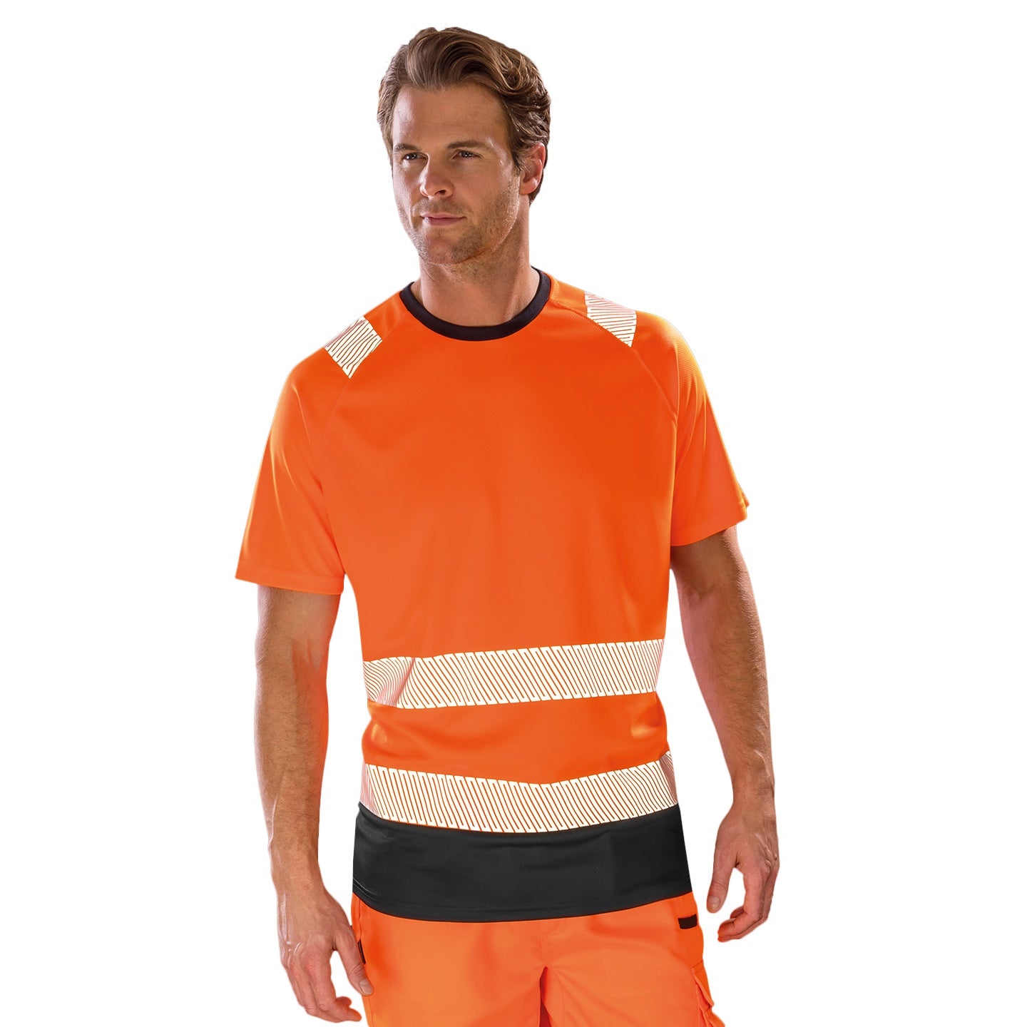 Fluorescent Orange - Back - Result Genuine Recycled Mens Safety T-Shirt