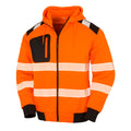 Fluorescent Orange - Front - Result Genuine Recycled Mens Robust Safety Zipped Hoodie