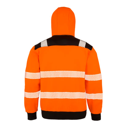 Fluorescent Orange - Side - Result Genuine Recycled Mens Robust Safety Zipped Hoodie