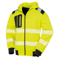 Fluorescent Yellow - Front - Result Genuine Recycled Mens Robust Safety Zipped Hoodie