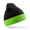 Black-Lime Green - Front - Result Genuine Recycled Black Compass Beanie